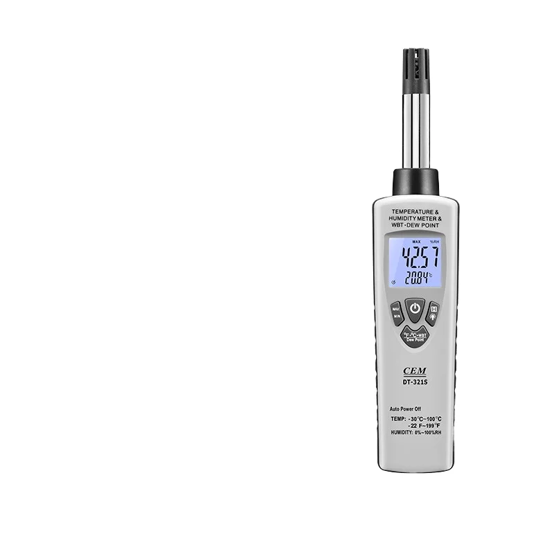 CEM DT-321S High Accuracy 0.5 Industrial LCD Thermo Hygrometer Indoor Air Dew Point Wet Bulb Tester OEM ABS Material 3-Year