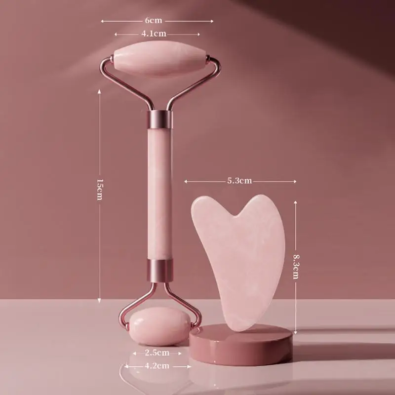 【L】Rose Quartz Roller Massager Set (Non-Jade Facial Roller Massager)Health Care 93 Store