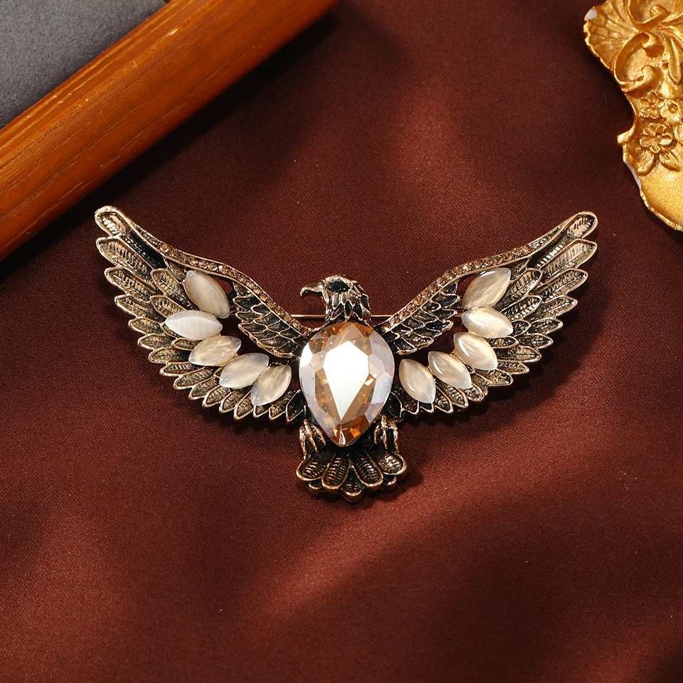 muylinda Vintage Crystal Eagle Brooch Women Man Bird Brooches and Pins Banquet Party Clothes Accessories Pin