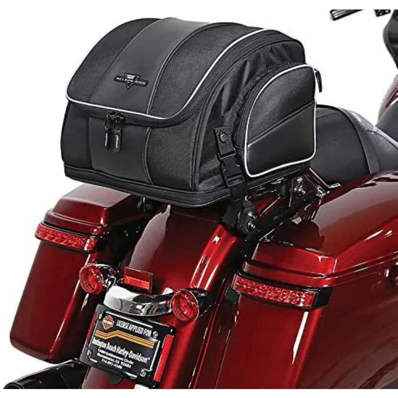 Nelson-Rigg Route 1 Weekender バックレスト/シーシーバー ラック バッグ。 Davidson、Indian、Yamaha、Suzuki のオートバイに適合