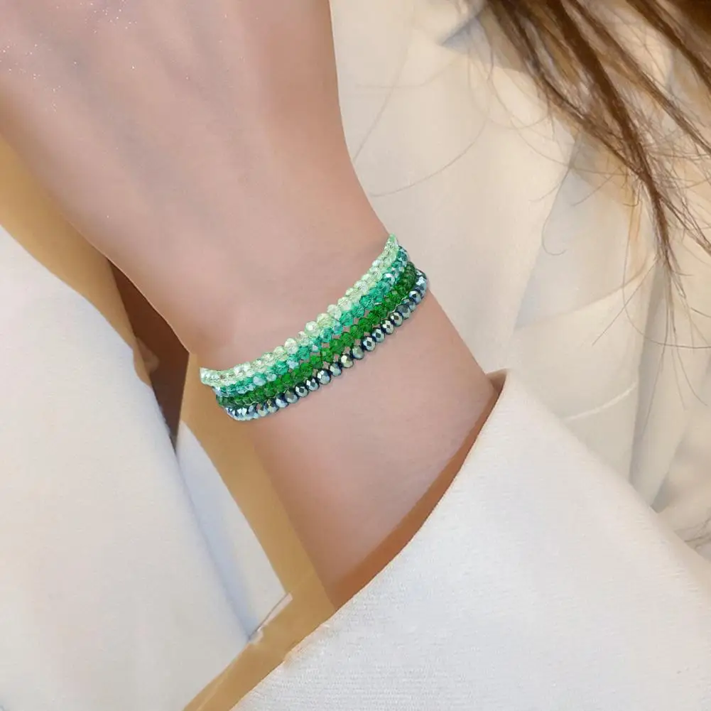 Comfortable to Wear Accessory 4pcs Beach Bracelet Set Fine Workmanship Stacked Faux Bracelets Non-fading Versatile for Wear