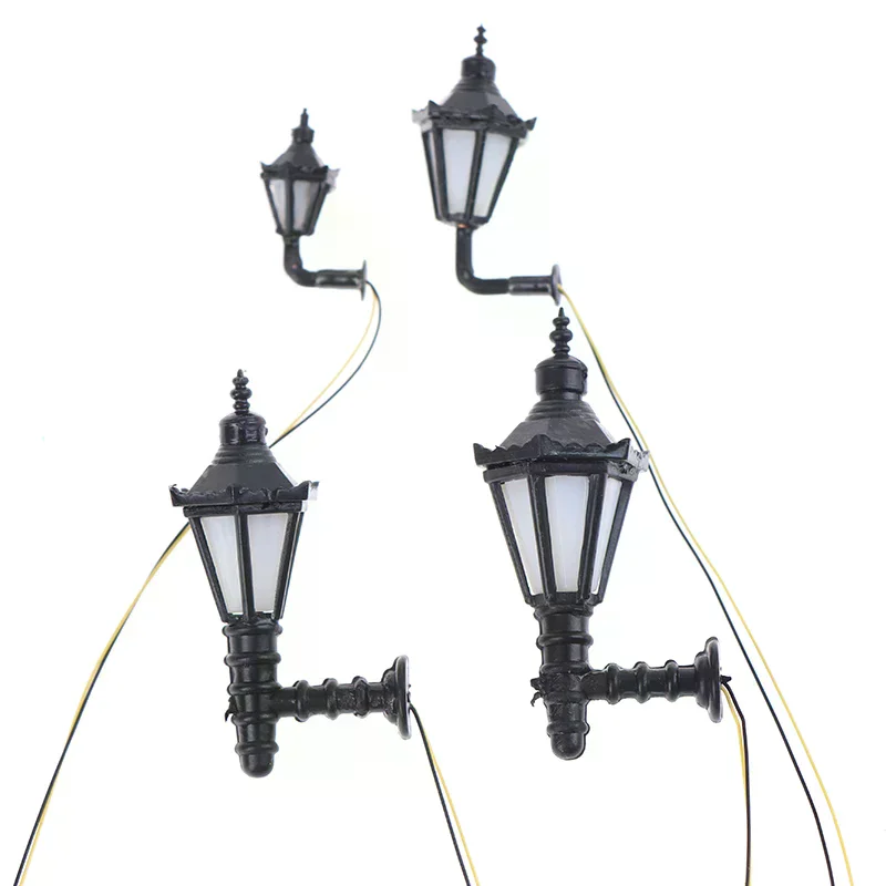 Mini Architectural Courtyard Wall Lamp Light Model Black Outdoor Lamp Dollhouse For Kids Children Adults