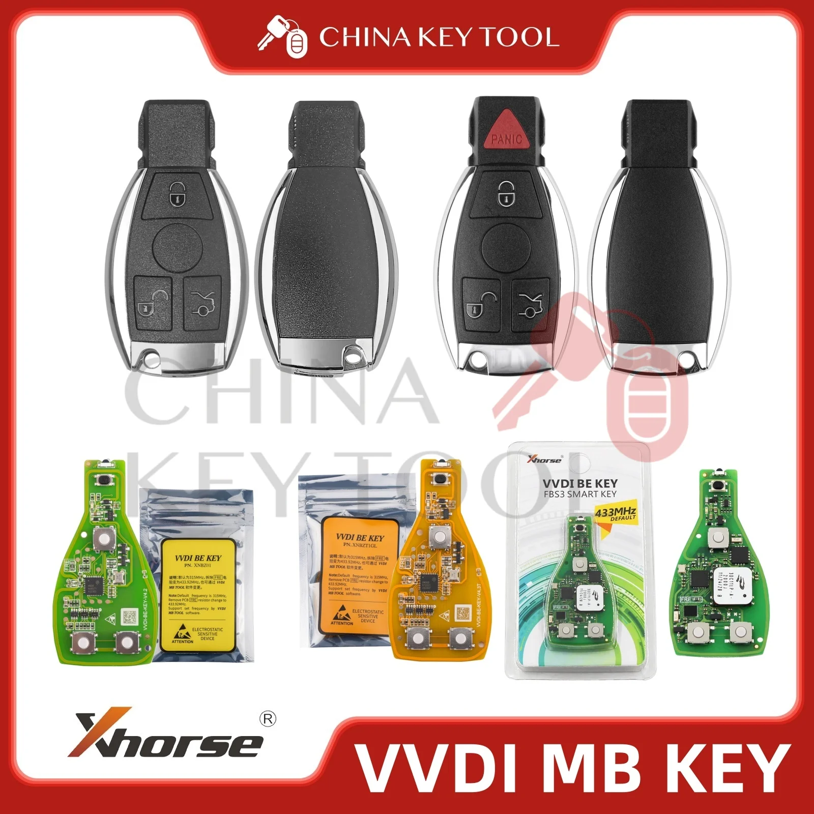 1PCS Xhorse VVDI BE Key Pro XNBZ01 for Benz with High Quality Remote Shell