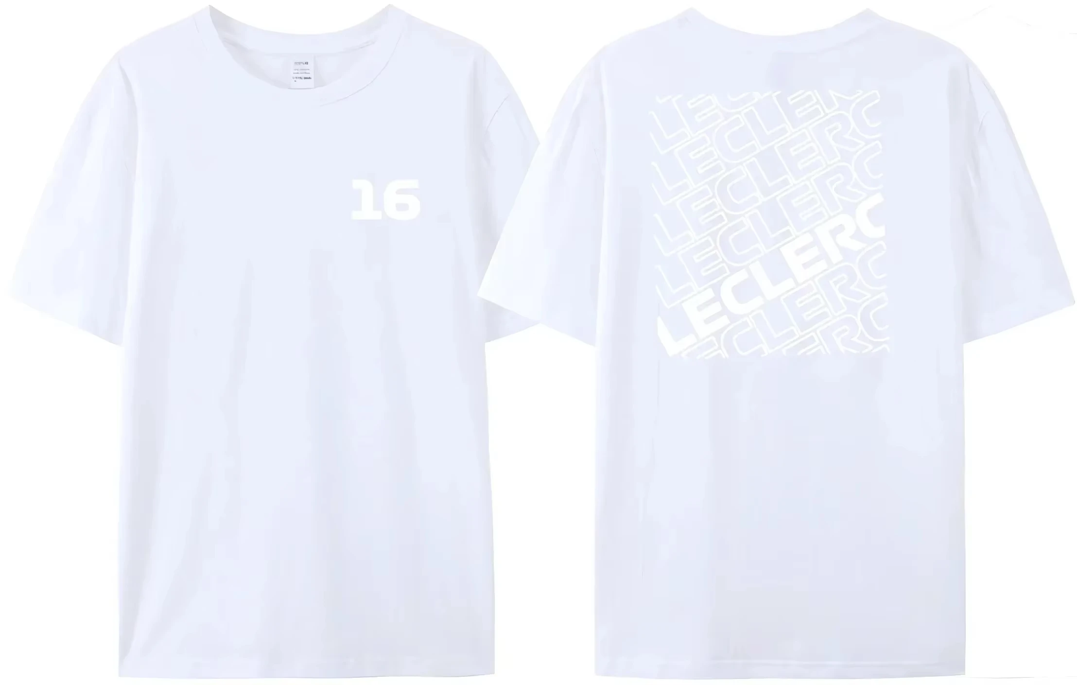 2025 سباق الرجال 16 تي شيرت F-1 تشارلز لوكلير رسائل Harajuku طباعة سباق مروحة المرأة ملابس كاجوال تي شيرت Ins Y2k