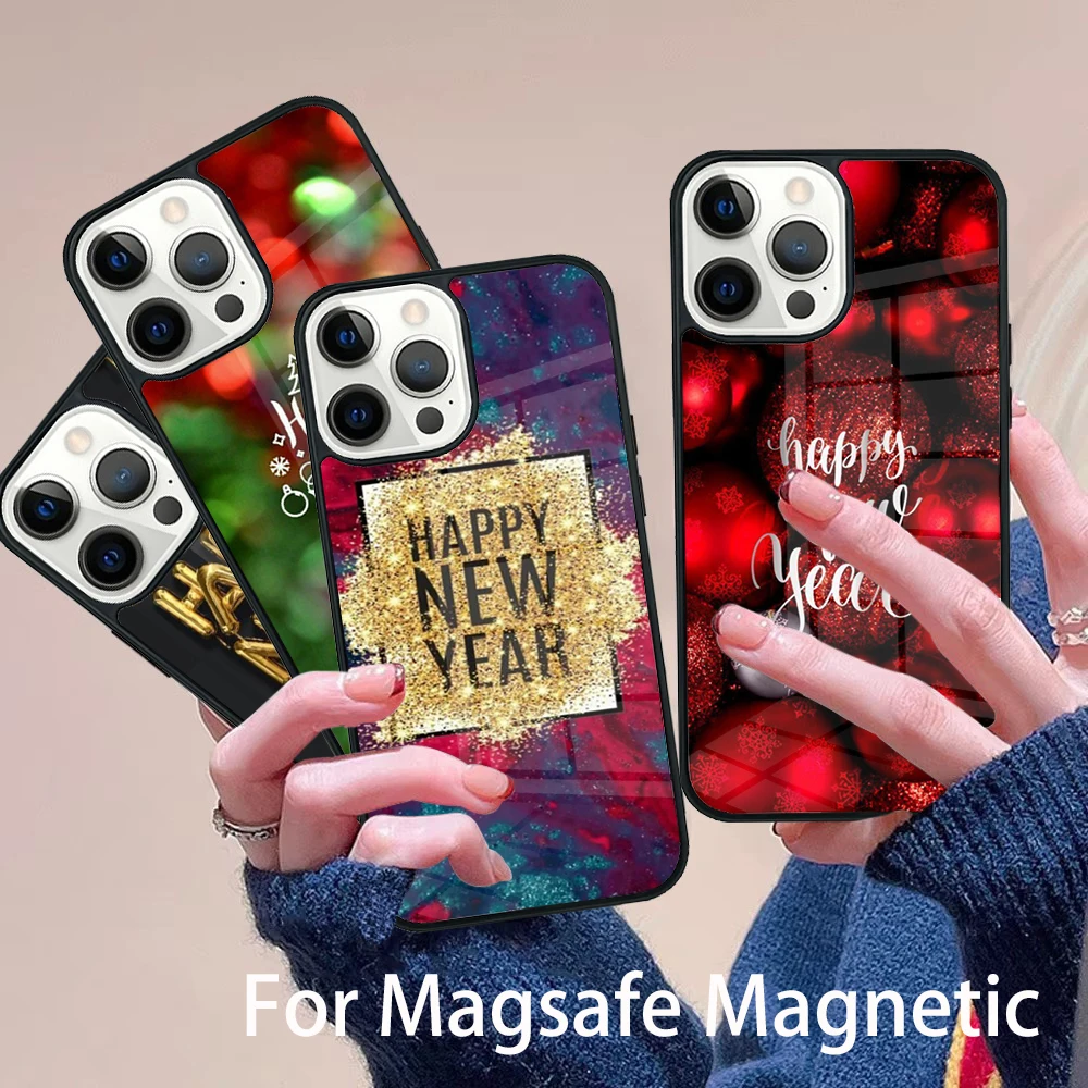 

Happy New Year Phone Case Magesafe Magnetic Wireless Charge Cover For IPhone 16 11 12 13 14 15 Pro Max Plus Mini