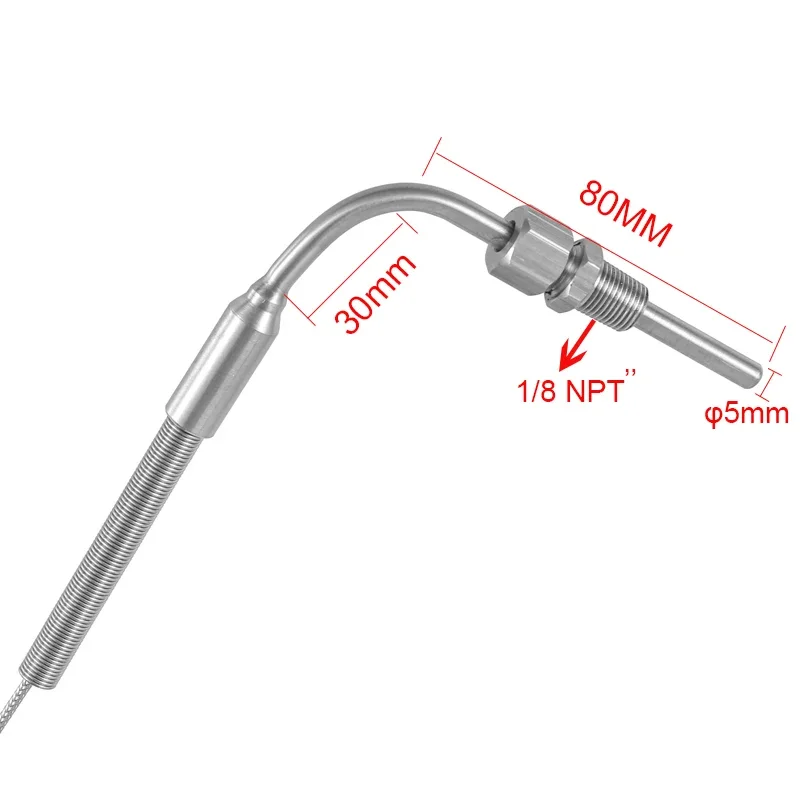 Movable Probe Stainless Steel K Type ElbowThermocouple Temperature Sensor 1M/2M/3M/4M/5M Cable Wire For Temperature Controller