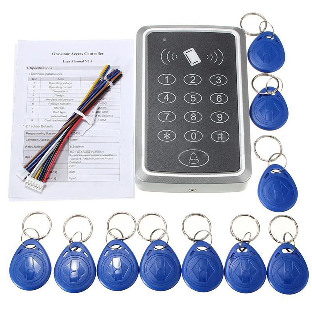 Lock Door Access Control System Security ICID Card Entry Access Control Keypad System 1000 Users 10 Key Tags