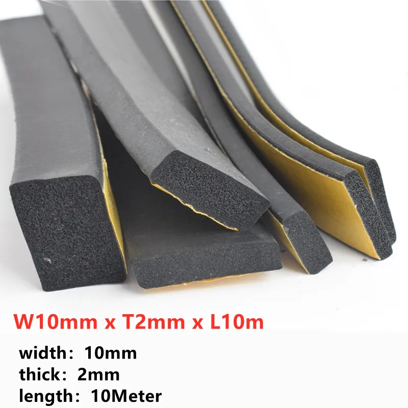 2m-10m Rubber Self Adhesive Sponge Seal Strip  EVA Black Foam Strong Single-sided Adhesive Soundproof Anti-collision Seal Gasket