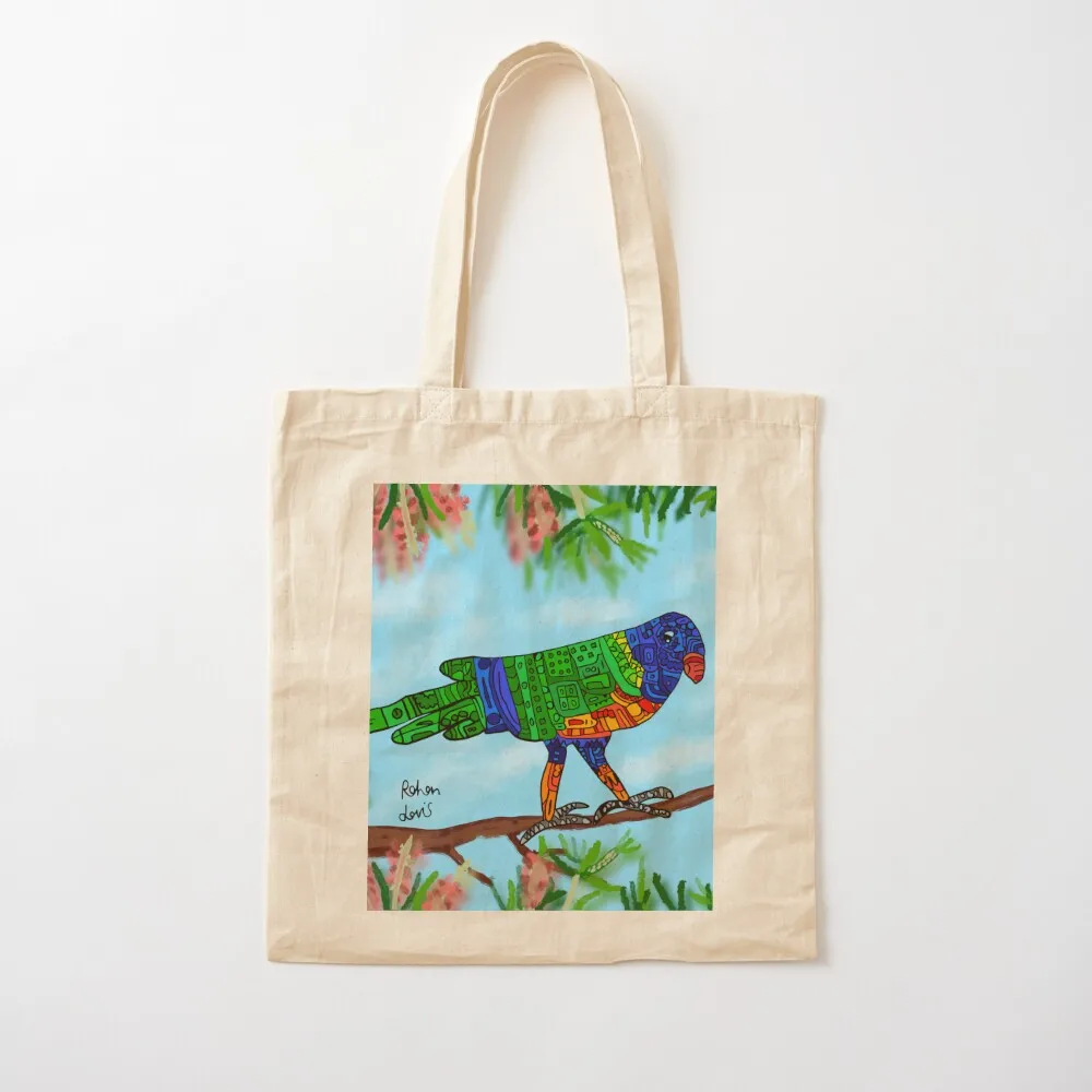 

Robot Rainbow Lorikeet Tote Bag tote custom Women's shopping cute pouch Canvas