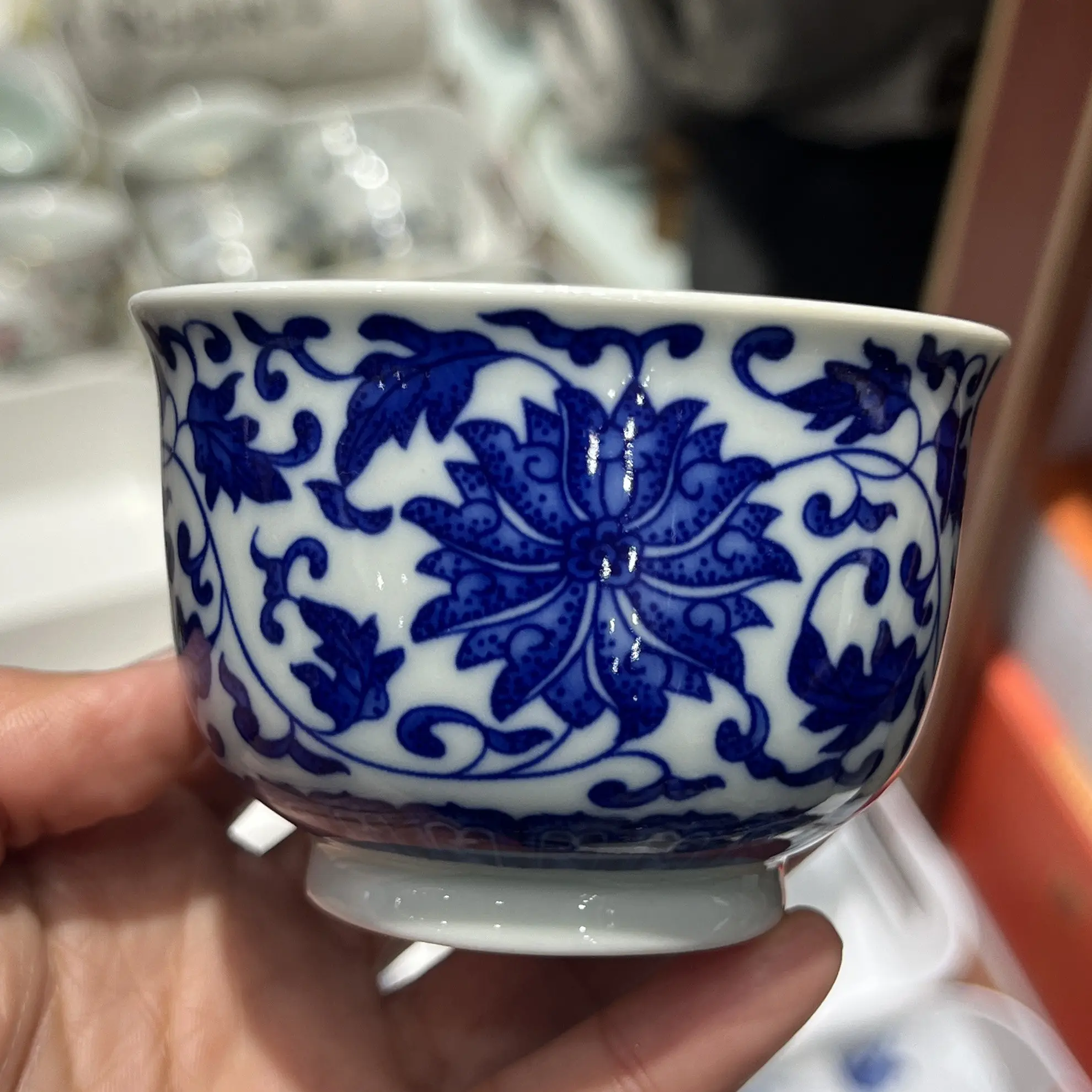 Jingdezhen Blue and White Porcelain Cup Interlock Branch Tea Cup Antique Personal Cup Household Ceramic Tea Bowl Chinese Retro