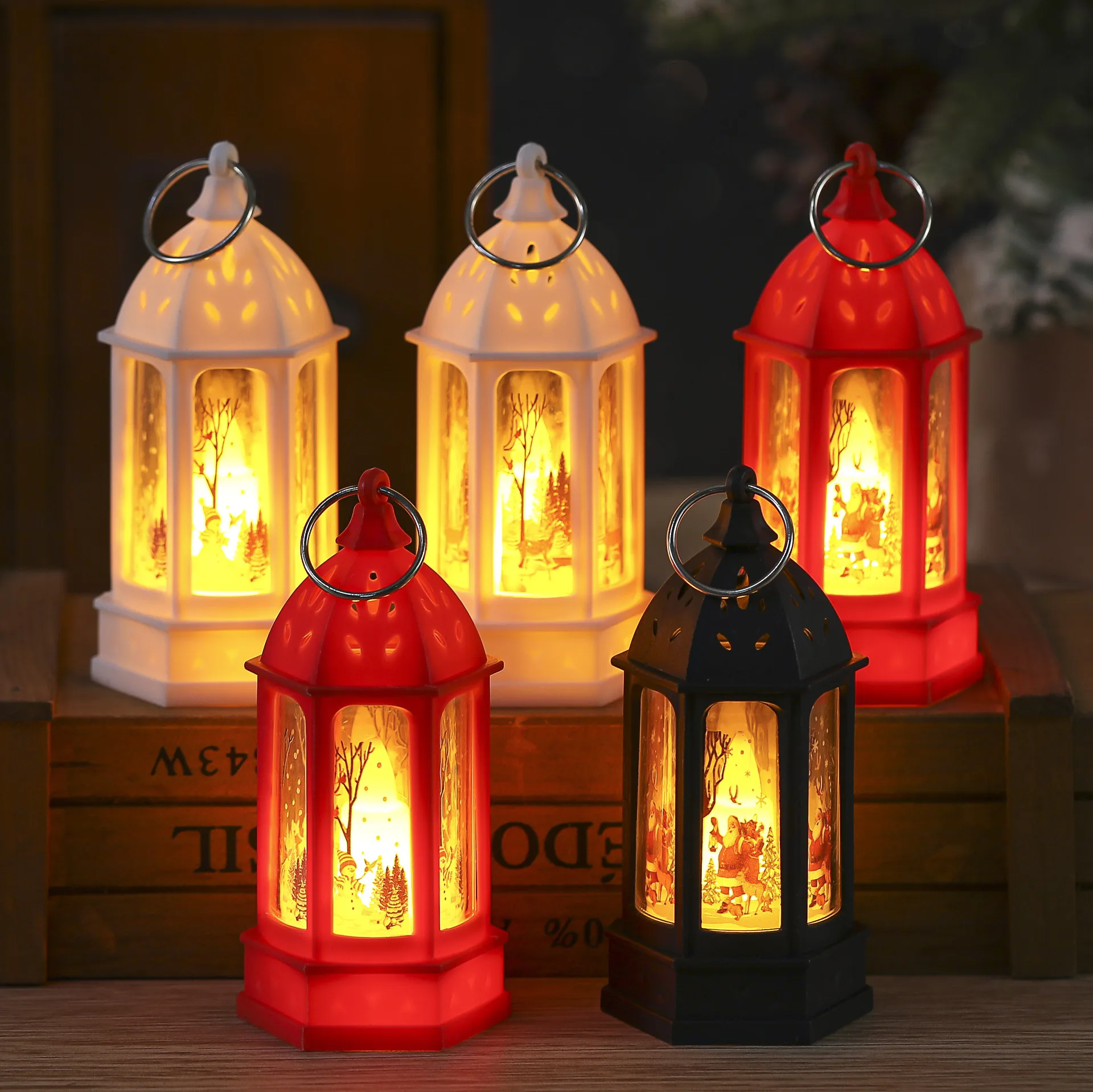 Mini Creative Atmosphere Light Christmas Retro Electronic Candle Light Candle Holder Decoration Desktop Small Oil Lamp