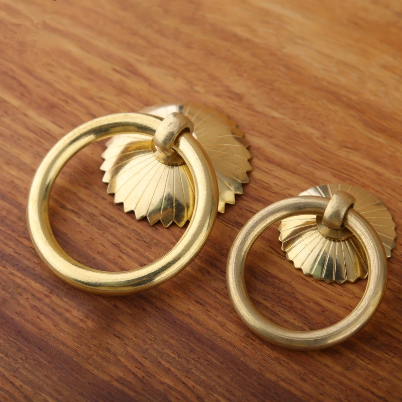 ヴィンテージ真鍮キャビネットリングノブ取手ゴールドキッチン引き出し食器棚ドアハンドル-1パック