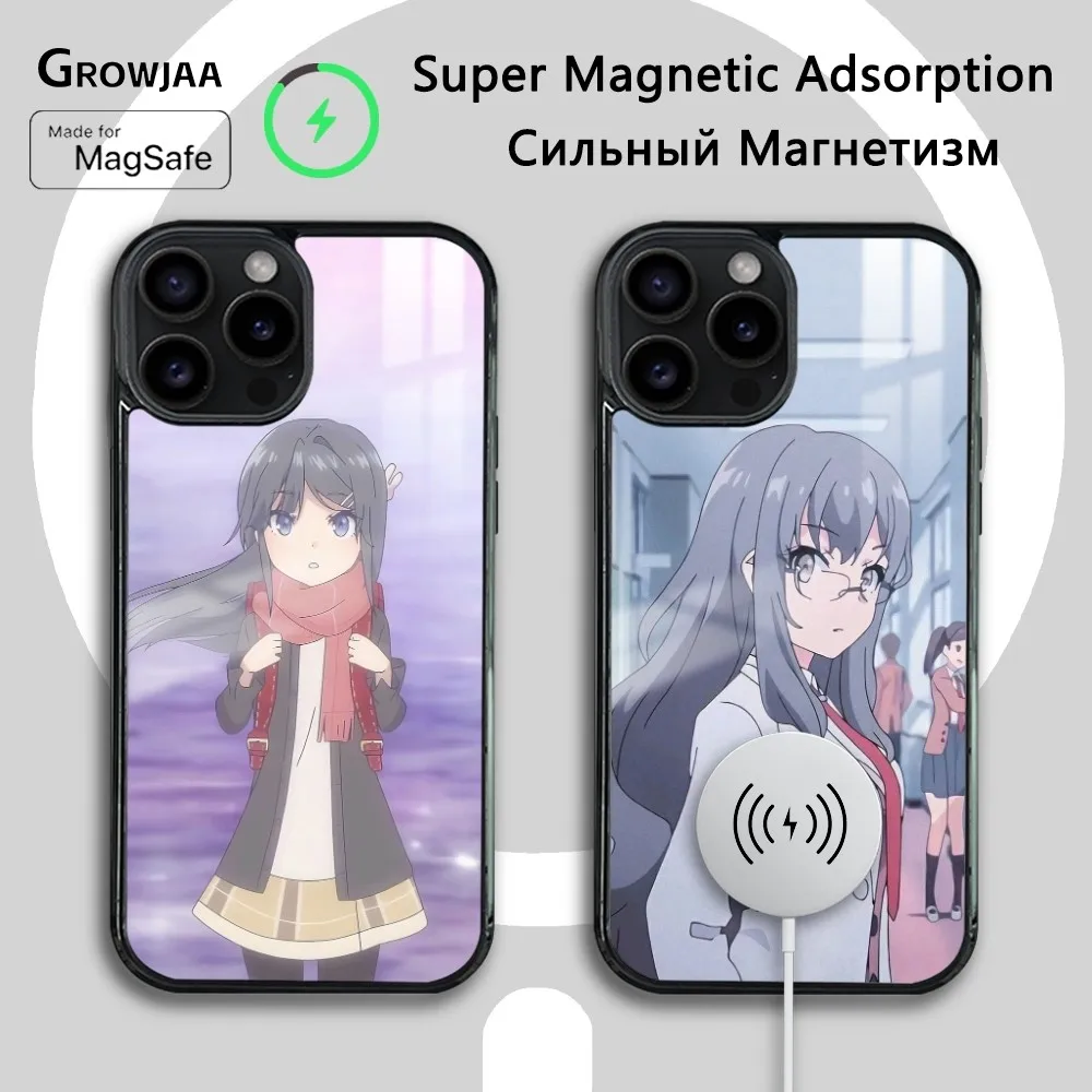 Mai S-Sakurajima Anime Phone Case For iPhone 16 15 14 13 12 11 Pro Max Plus Mini Magsafe Mirror Wireless Magnetic Cover