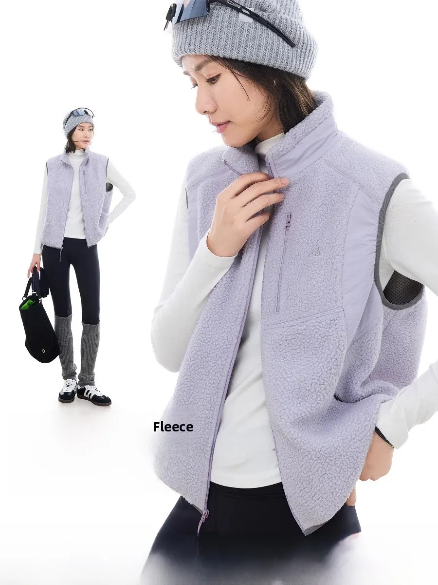 

Cloud Life фиолетовый колокольчик ветра, бархатный жилет с воротником-стойкой из ягненка, зима 2025 г., универсальный теплый женский топ