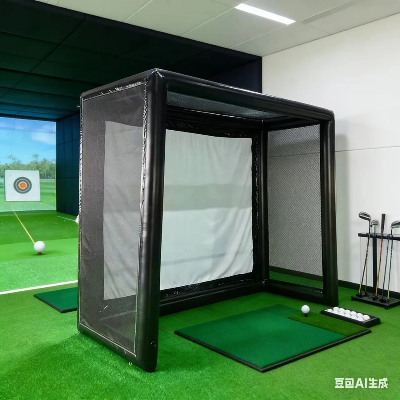 Portable Custom Inflatable Golf Simulator Enclosure With Impact Screen Indoor Outdoor Golf Training Cage