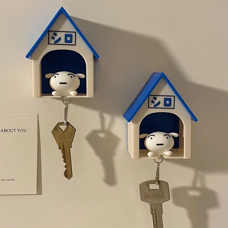 Kawaii Nohara Shiro House Model Key Pylons Anime Lovely Shin-chan Pet Dog House Ornament Originality Pendant Children Toys