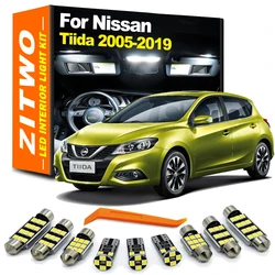 ZITWO 10Pcs LED Interior Light Kit For Nissan Tiida C11 C12 C13 2005-2015 2016 2017 2018 2019 Dome Map Trunk License Plate Lamp