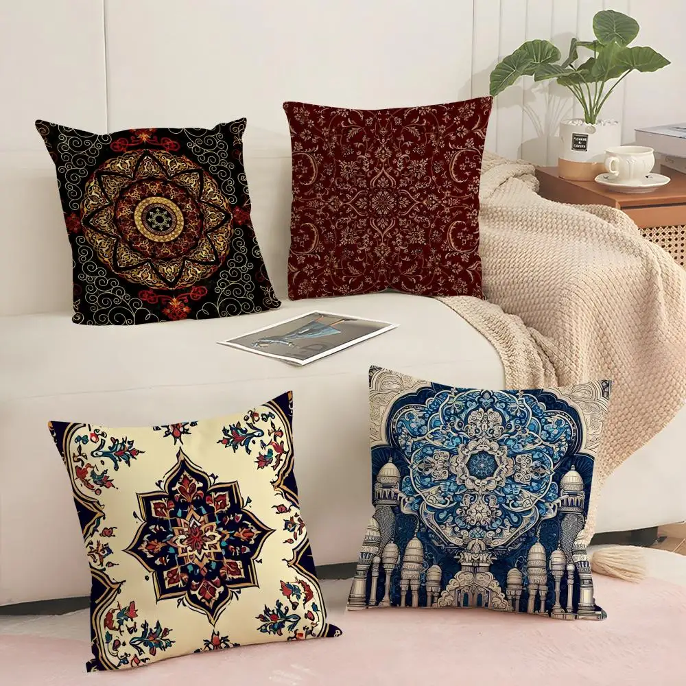 Flower Indian Bohemia Throws Cushion Cover Silky Short Plush Sofa Pillow Cover Hidden Zipper Soft Dustproof Case for Home Decor