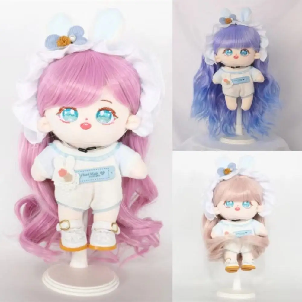 

Gradient Color 20cm Cotton Doll Wig Sweet Handcraft Plush Doll Long Curly Hair Wig Black Colorful 20cm Cotton Doll Hair
