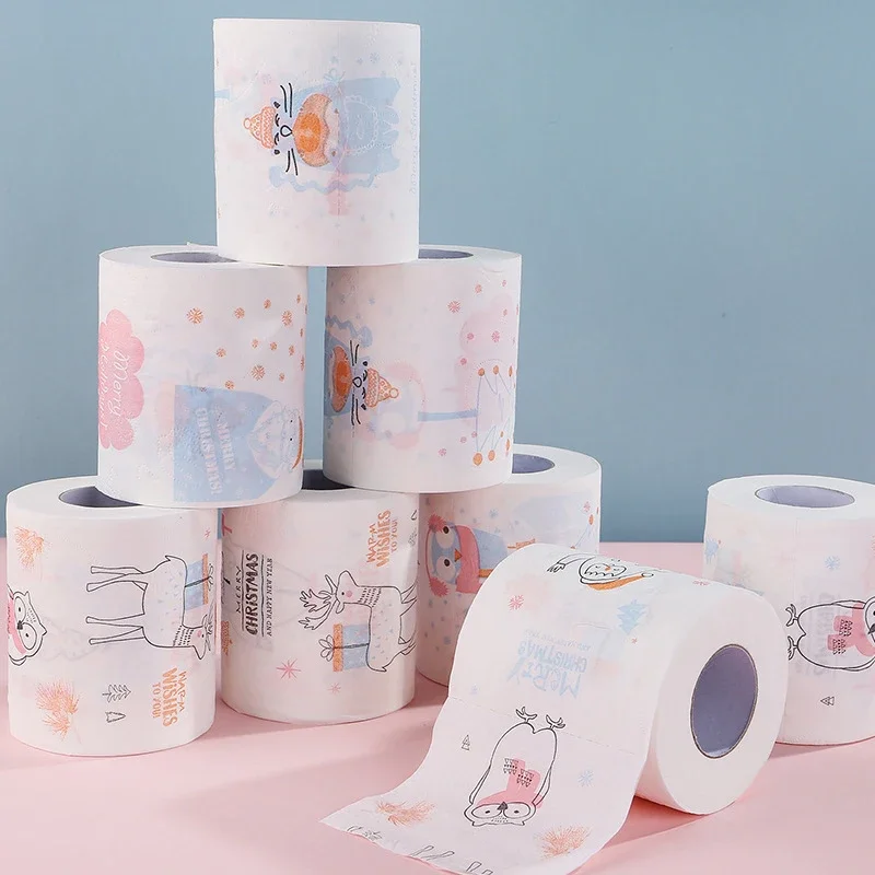 Christmas Toilet Paper Printed Toilet Tissue Paper, 12 Rolls, 155 Sheets per Roll, Novelty Toilet Paper Funny Gift