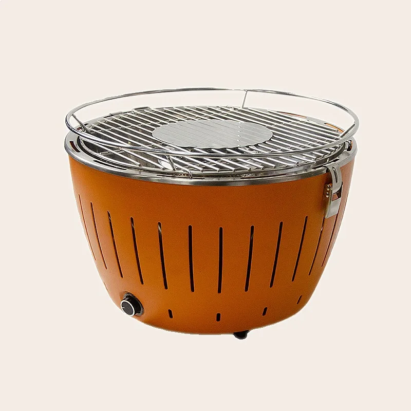 Portable BBQ Charcoal Grill Household Lotus Grill with Internal Fan Smokeless Anti-scalding Outdoor Camping Cooking