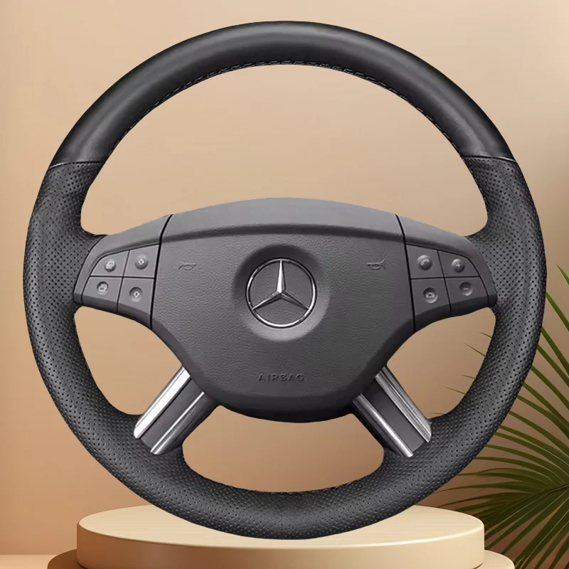 Coprivolante per auto personalizzato in pelle nera 100% adatto per Mercedes Benz W164 Classe M ML350 ML500 X164 Classe GL GL4