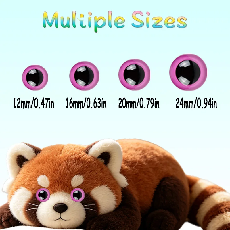 32 Purple Safety Eyes with Washers, Toy Eyes, Doll Eye Accessories, Colorful Crystal Eyes, for Making Plush Dolls, Accessories for Handmade Crafts