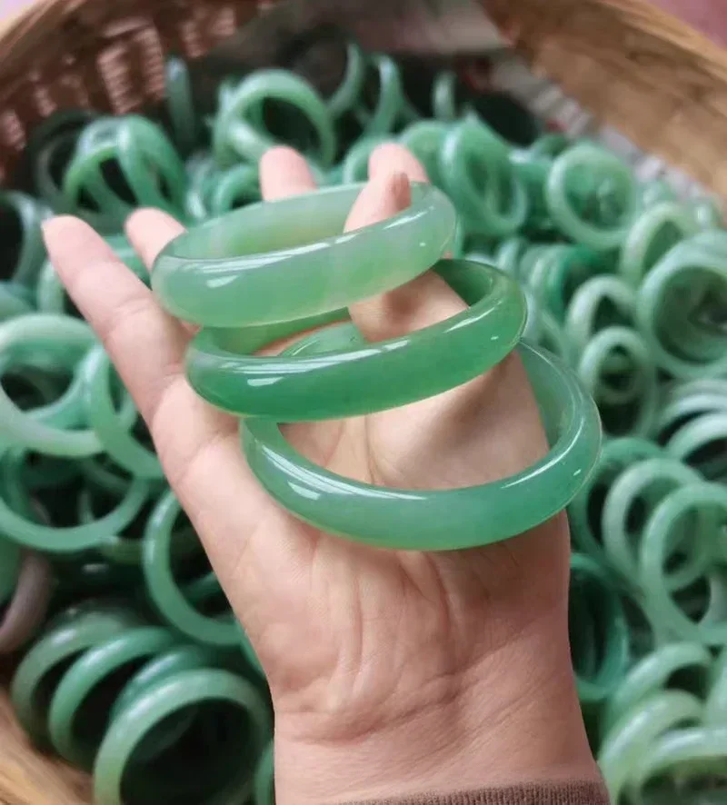 Natural jadeite bracelet ice glutinous seed dark green floating  light sunny green  jade bracelet jade bangle high quality