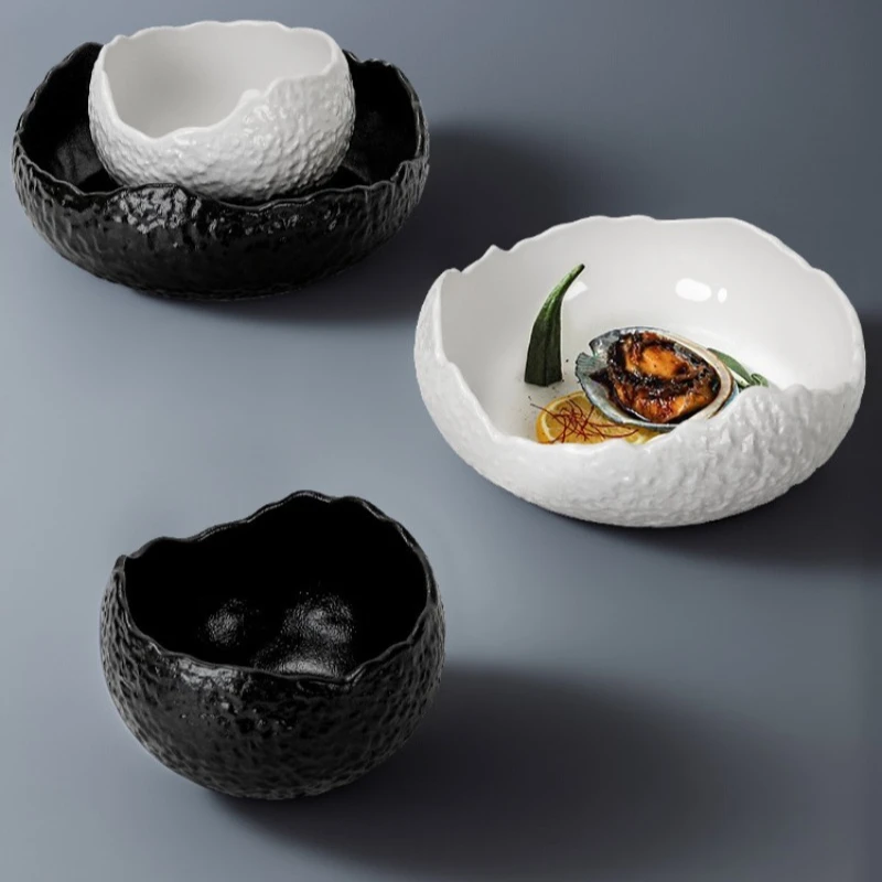 

Creative High-end Irregular Relief Soup Bowl, Suitable for Desserts, Fruits, Salads, Light Meals, Tableware, Plates