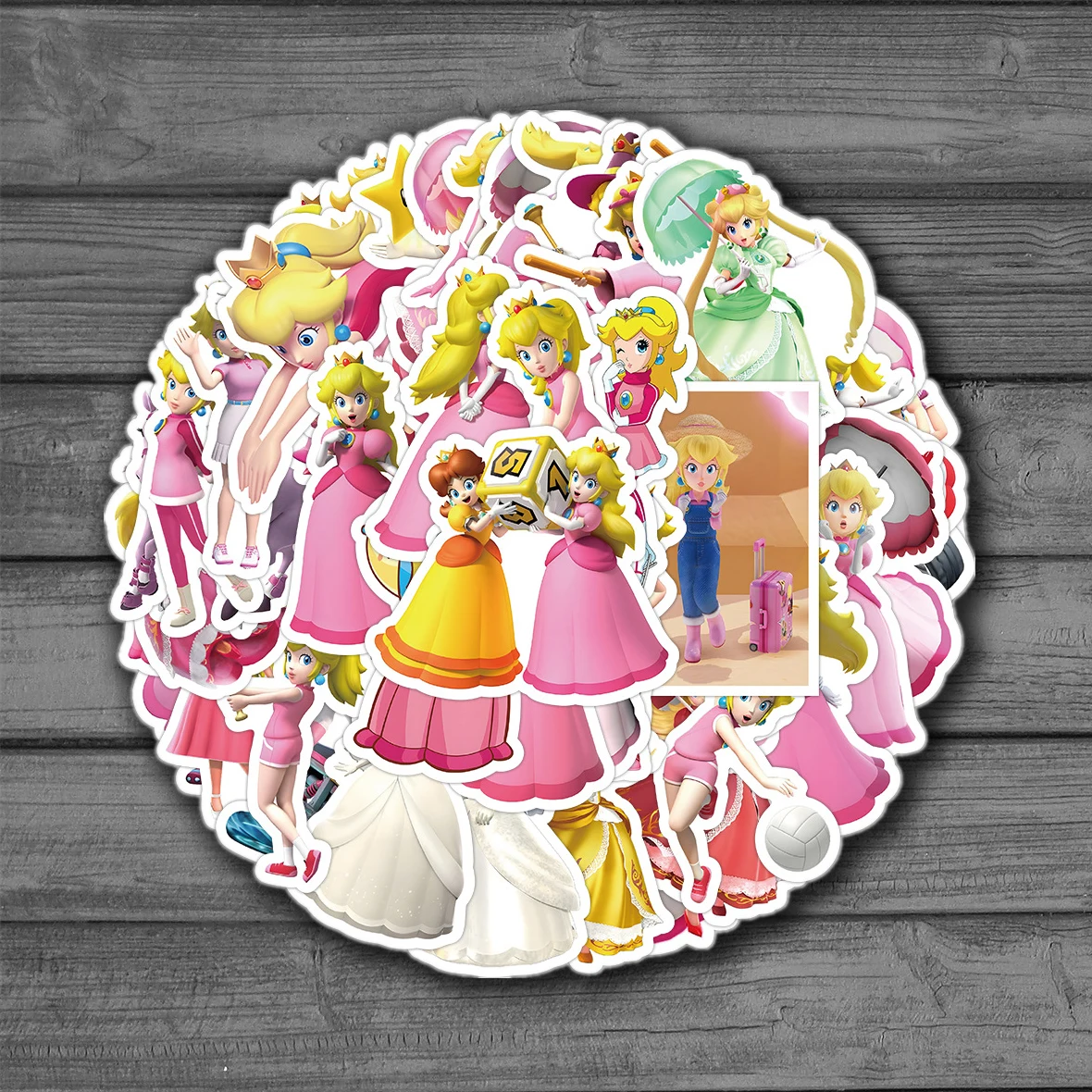 50pcs Pink Princess Peach Game Stickers Cartoon Funny Decals For Laptop Luggage Guitar Skateboard Phone Sticker 2023