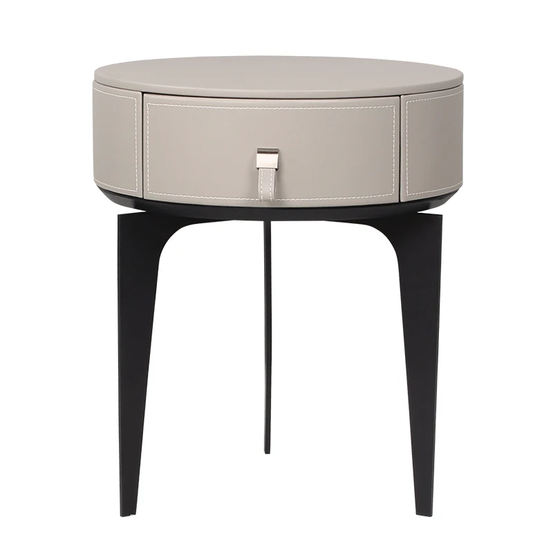 grey leather nightstand mini small modern luxury round bedside table