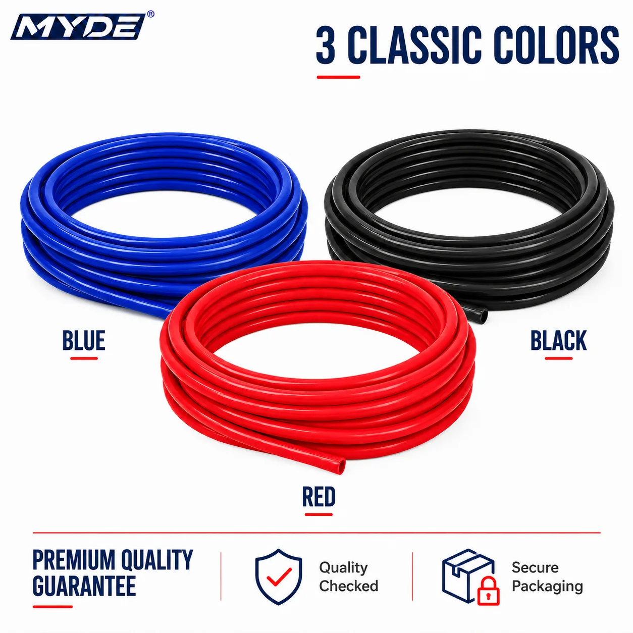 MYDE Universal Silicone Vacuum Hose 3/4/6/8/10/12mm ID High-Temp Flexible Automotive Turbo Coolant Overflow Washer Line