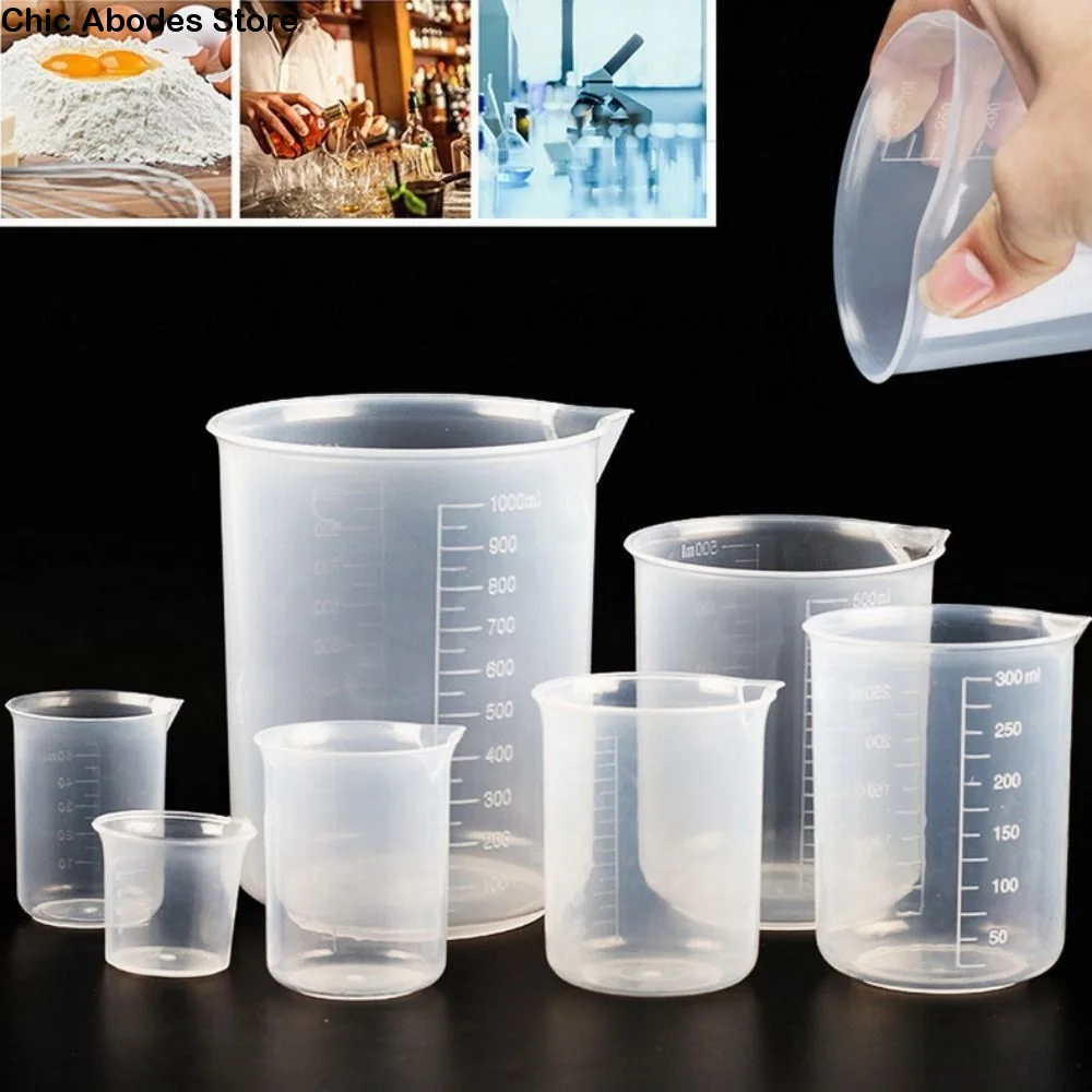 

Lightweight Transparent Thickened for Kitchen Laboratory Test Plastic Beaker Graduated Cylinder Mixing Cups Measuring Cup