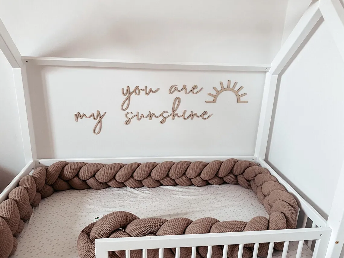 Wooden wall sign “You Are My Sunshine” with decorative accents Wooden Script Art for Nursery