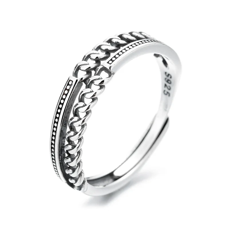 925 Sterling Silver Opening Rings for Women and Men, Vintage Style and Adjustable Index Finger Rings Jewelry