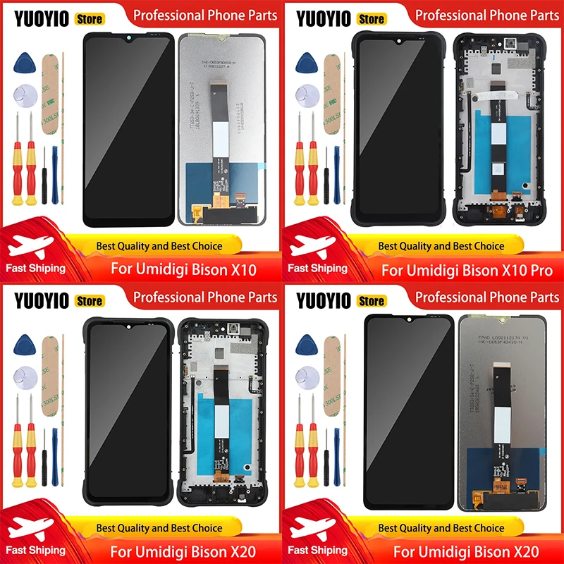Новый оригинальный сенсорный дисплей для Umidigi Bison X10 Bison X10 Pro Bison X20, ЖК-экран с рамкой, идеально оснащенный бесплатными инструментами Новый оригинальный сенсорный дисплей для Umidigi Bison X10 Bison X10 Pro Bison X20, ЖК-экран с рамкой, идеально оснащенный бесплатными инструментами