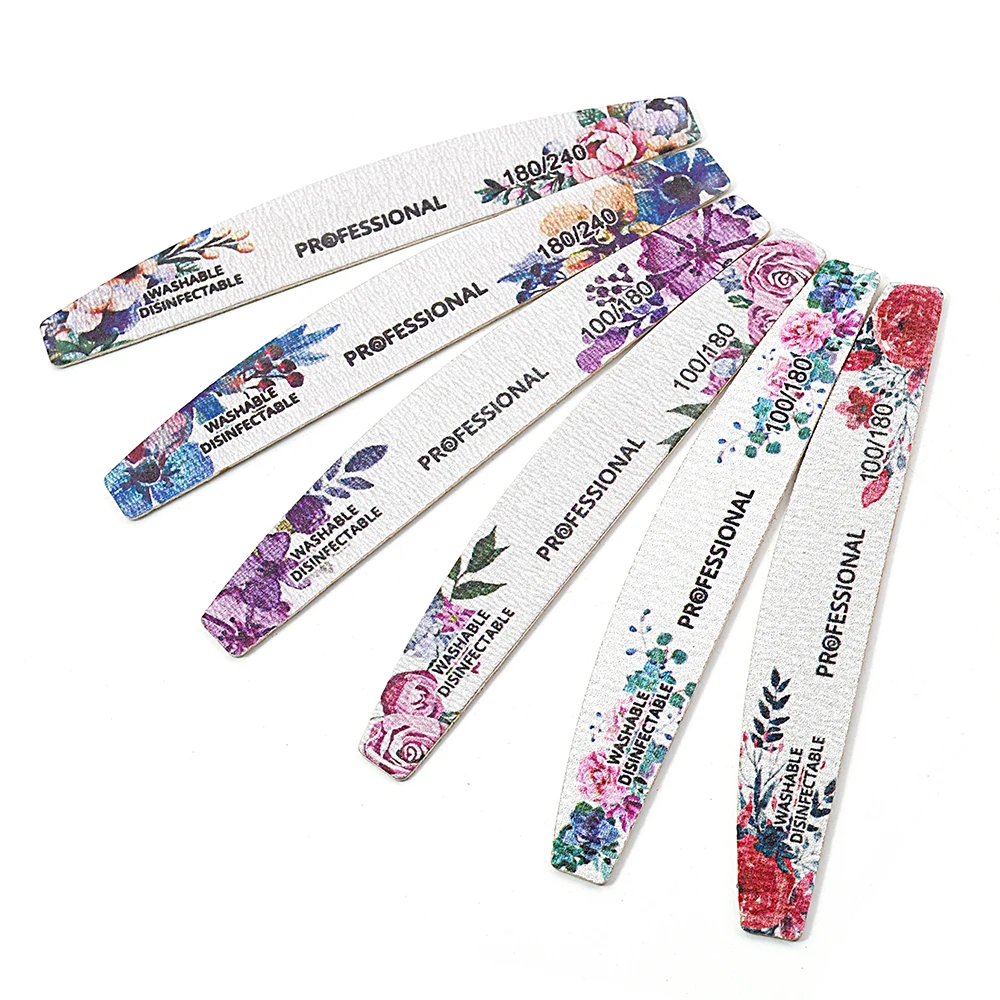 5Pcs Half-Moon Wooden Nail Files Washable Disinfectable Professional Manicure Tools Ultra Thin Gel Polish Portable Nail Tools