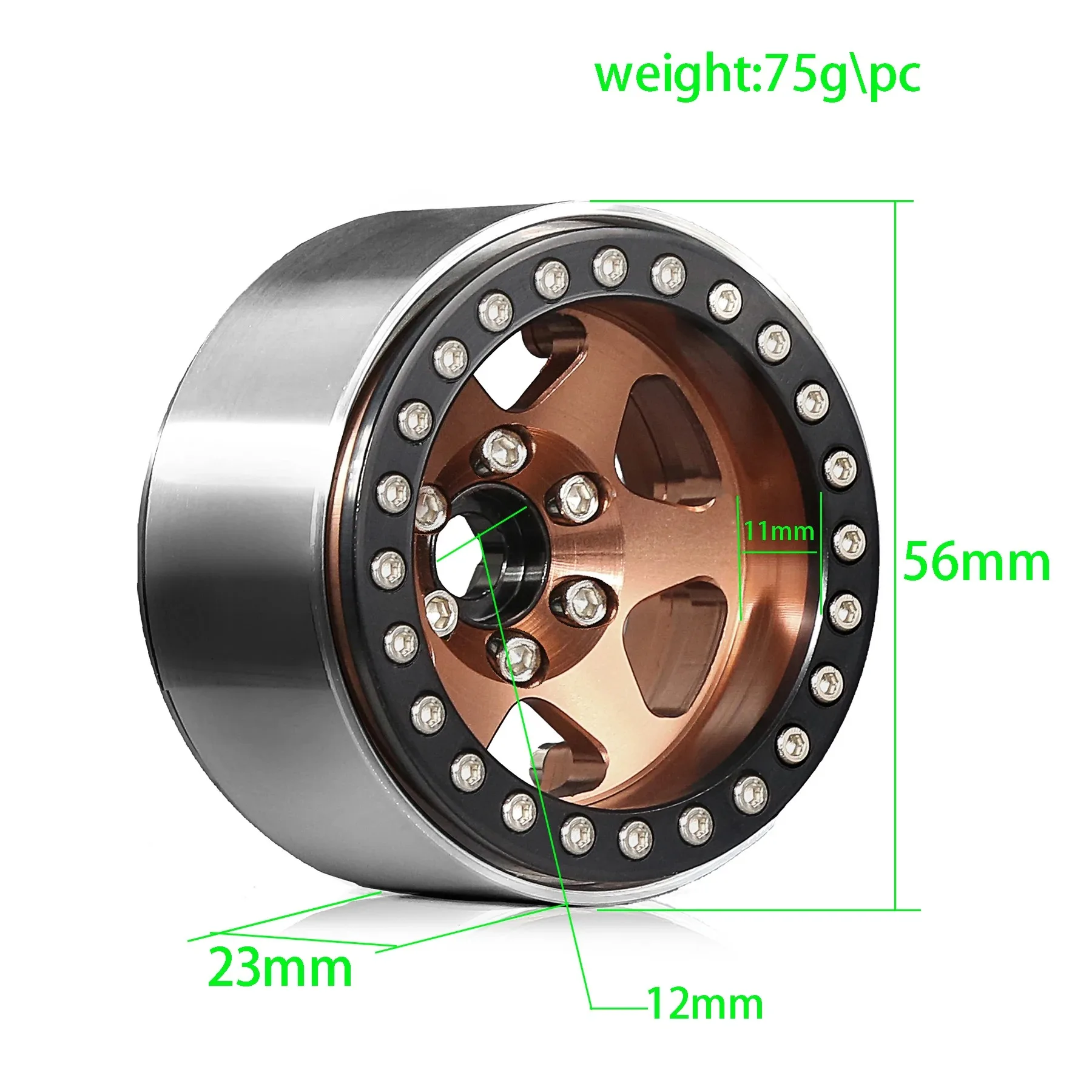 4PCS 1.9 Beadlock Wheels Rims -10mm Hex 12mm Fit for 1/12 MJX H12Y 1/10 RC Crawler TRX4 Axial SCX10 III 90046 Off-Road Vehicle