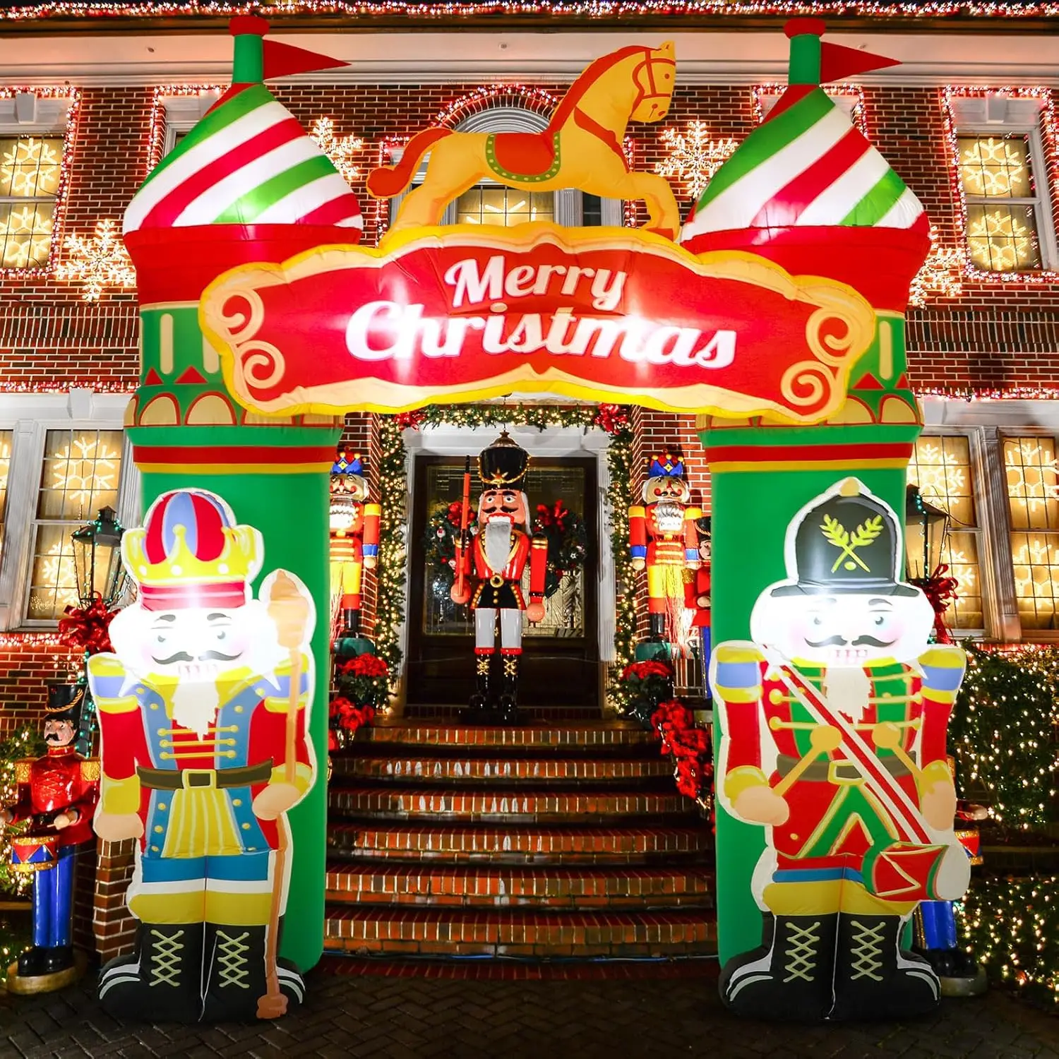 

Рождественский надувной Щелкунчик 8,2 фута, солдатское украшение для двора, рождественское надувное украшение в виде арки со встроенной светодиодной подсветкой, новинка