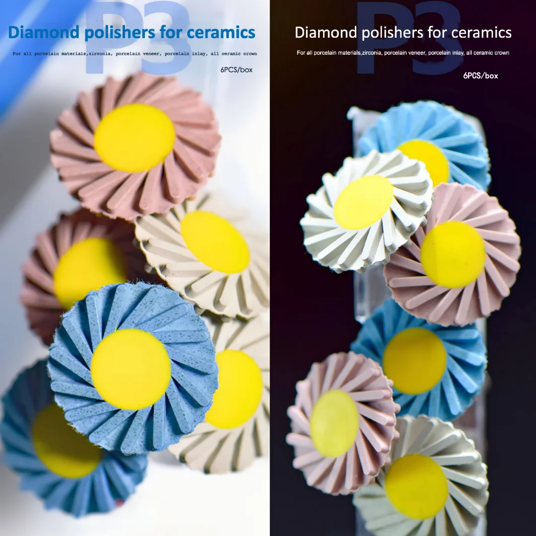 

Dentpark/6 шт. стоматологические полиры для керамики 3-ступенчатые полировальные круги с алмазной пропиткой для всех фарфоровых материалов цирконий