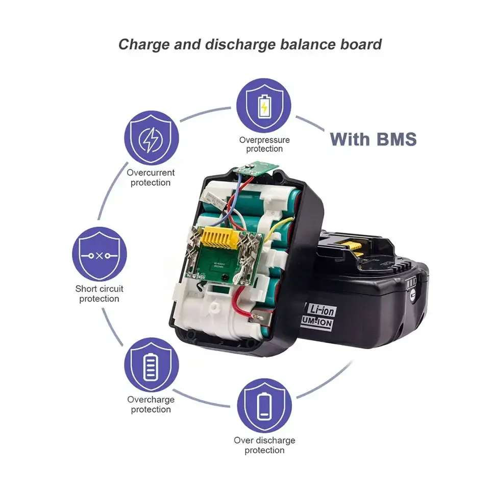 Imagem -03 - Makita-bateria de Iões de Lítio Recarregável 18v 6.0ah 6000mah Bl1830 Bl1840 Bl1850 Ferramenta Elétrica