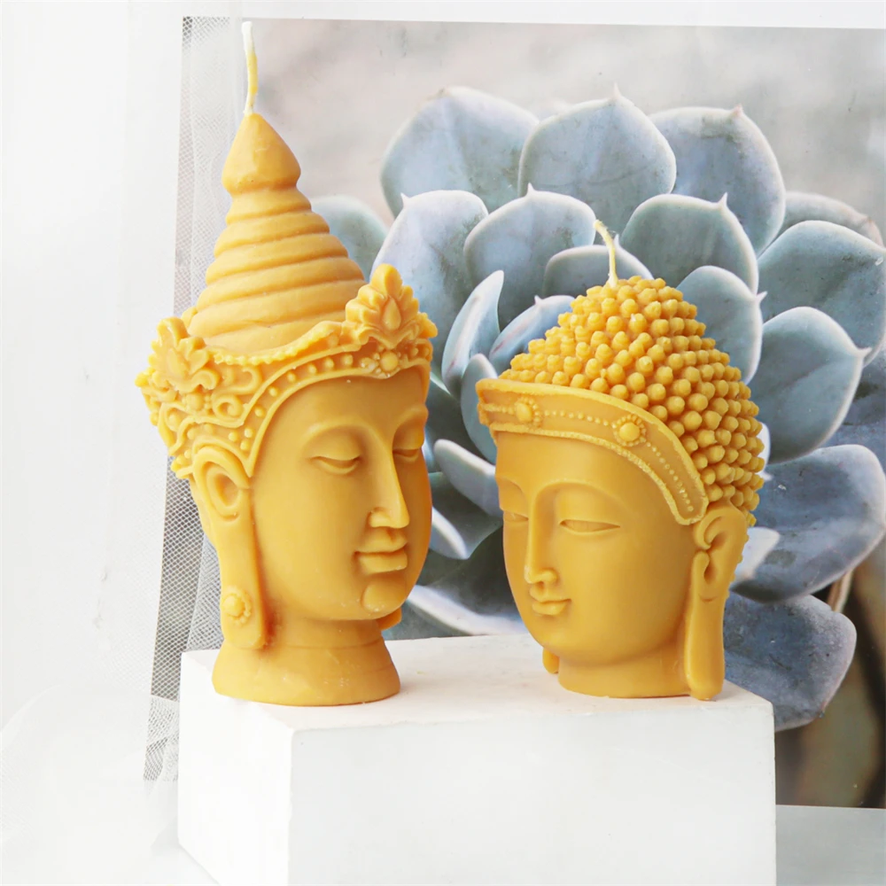 New 3D Buddha Head Candle Silicone Mold Buddha Church Statue Plaster Resin Mould DIY Candles Wax Clay Craft Ornament Home Decor