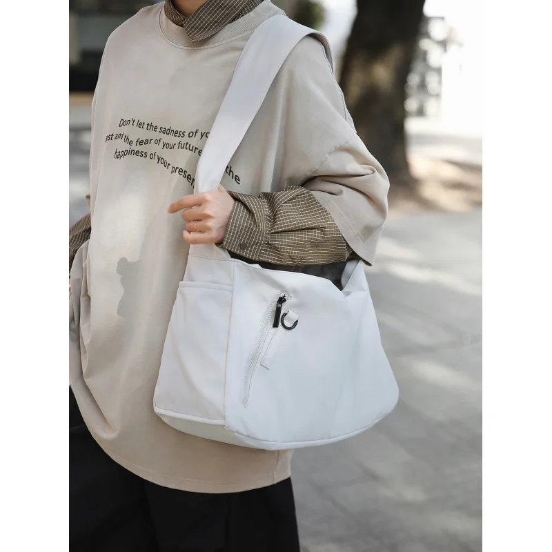 

Women's large-capacity crossbody bag, simple wide shoulder strap, solid color versatile shoulder bag, work messenger bag, men's