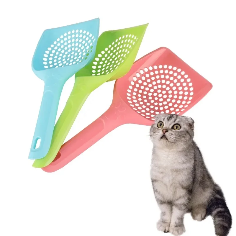 Plastic Cat Litter Scoop Pet Toilet Poop Cleaning Shovel Small Round Hole Cat Litter Sieve Spoon Cat Toilet Cleaning Tool