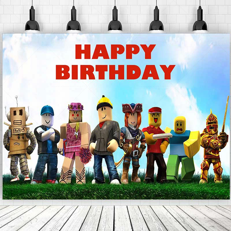 

R-Roblox Birthday Party Backdrop Photo Booth Background Banner Kids Children Baby Shower Decor Custom Photography Studio Props