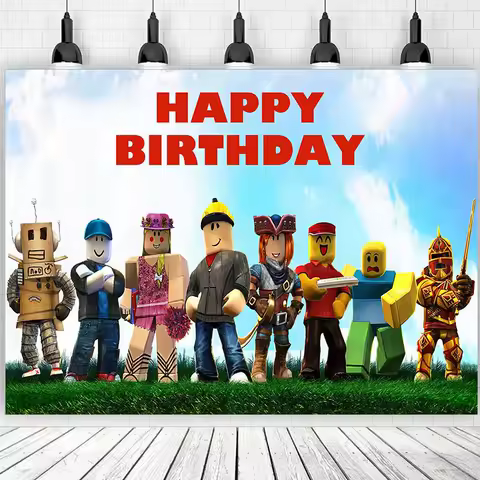 R-Roblox Birthday Party Backdrop Photo Booth Background Banner Kids Children Baby Shower Decor Custom Photography Studio Props