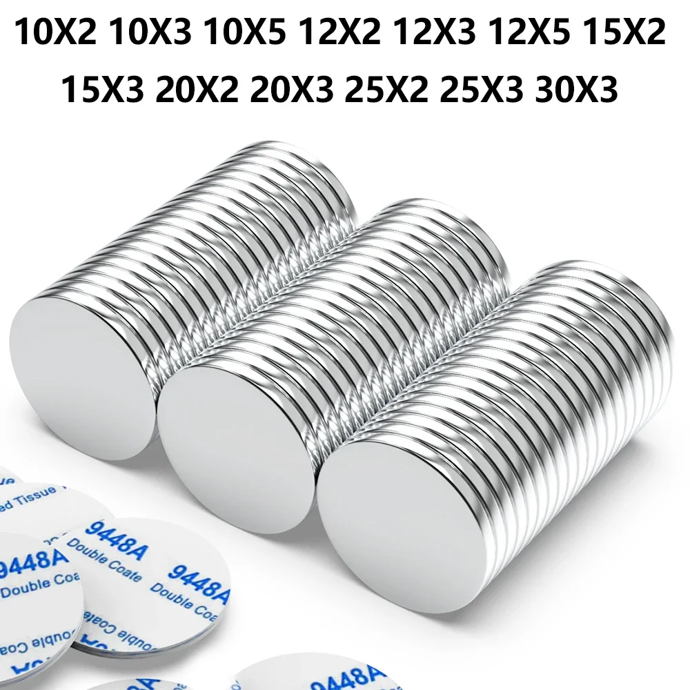 Super Strong Round Neodymium Magnet With adhesive Powerful Magnets N35 small Permanent Magnetic NdfeB Refrigerator Magnet