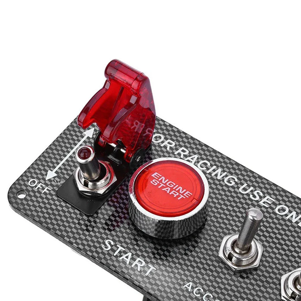 New 12V DIY Racing Car Switch Panel Carbon Fibre Integrated Ignition Engine Start Push Button Combination Toggle with Relay