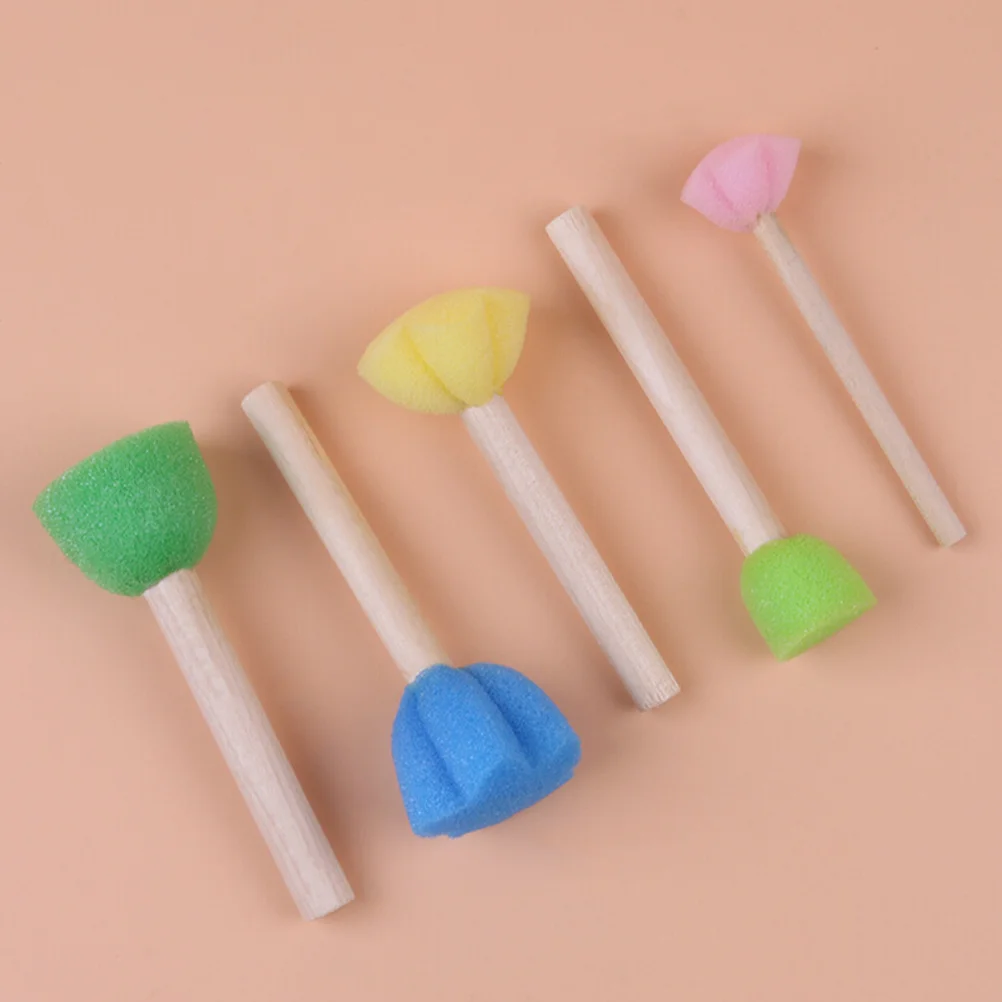 

25pcs Kids Educational Painting Brush Practical Sponge Brush Colorful Graffiti Sponge Brush paint sponges for painting