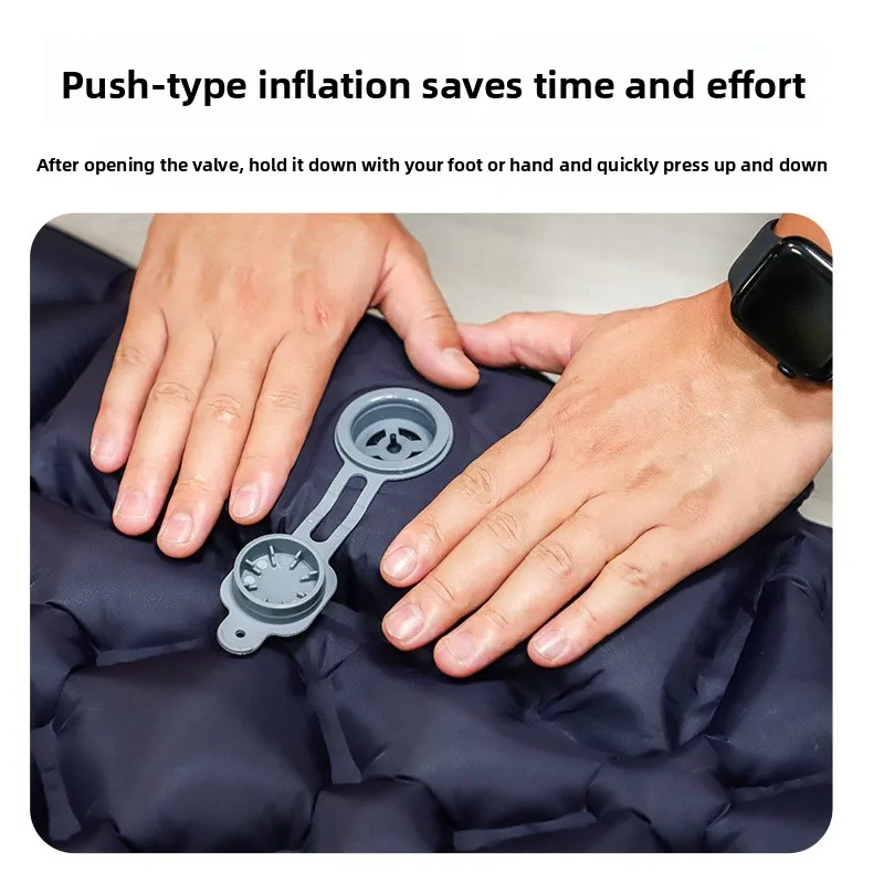 Outdoor inflatable mattress for camping, self-inflating with foot pump, diamond-shaped designTPUCamping sleeping pad with pillow